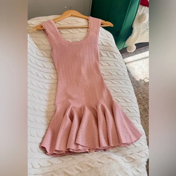 LoveShackFancy Maryanne Crystal Knit Mini Dress In PINK CHAMPAGNE, brand new. - Picture 12 of 15